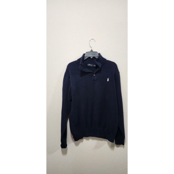 Ralph Lauren Polo Sweater Mens XL Shale Blue Mock Neck Long Sleeve Preppy Button - Picture 3 of 7